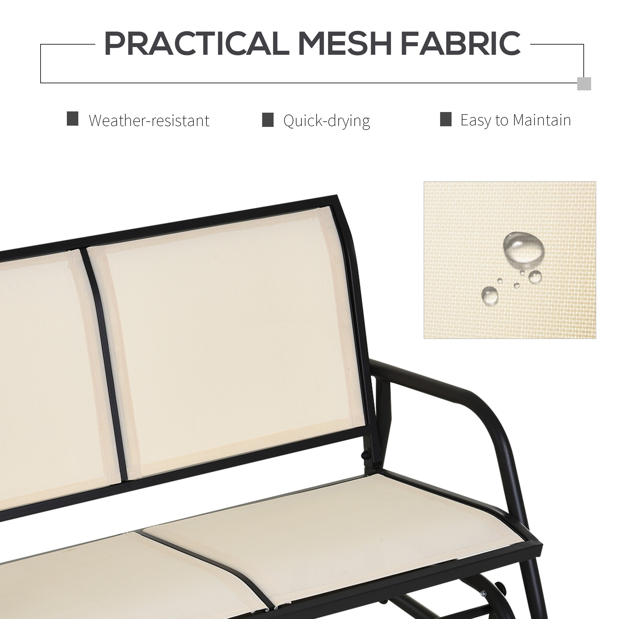 Outsunny 2-Person Outdoor Glider Bench Patio Double Swing Gliding Chair Loveseat w/Power Coated Steel Frame for Garden Patio Porch, Cream 