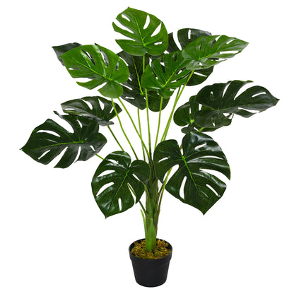 HOMCOM Decorative Artificial Monstera Plants in Pot Fake Plants for Home Indoor Outdoor Decor, 85cm 