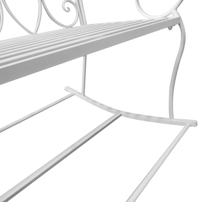 Outsunny Patio 2 Seater Rocking Bench Steel Garden Outdoor Garden Loveseat Chair w/ Decorative Backrest White 