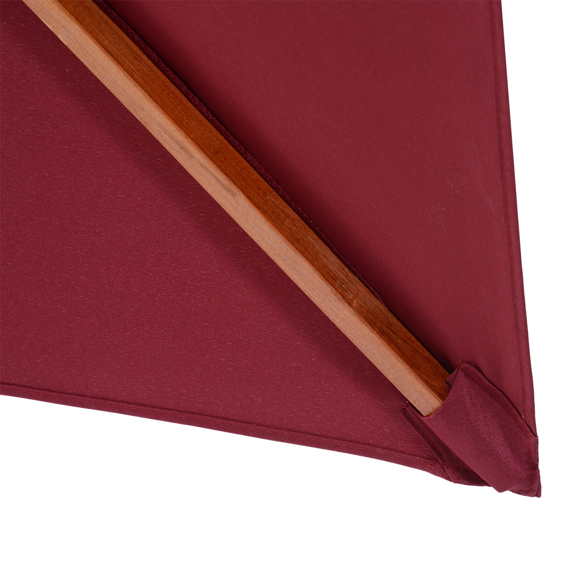 Outsunny 3 x 3(M) Garden Parasol Umbrella Sunshade, Outdoor Wooden Parasol with Double Tier Canopy, Wine Red 