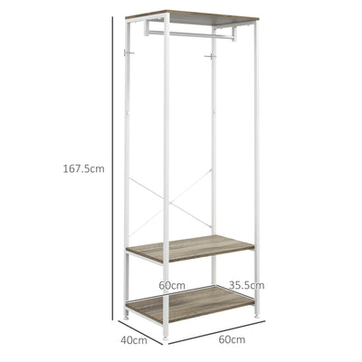 HOMCOM Hallway Coat Rack and Shoe Bench Tree - Grey 