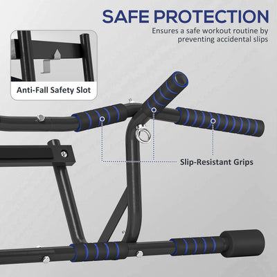 SPORTNOW Multi-Grip Doorway Pull Up Bar with Non-Slip Grips, Chin Up Bar with Anti-Fall Slot for Indoor Gym Upper Body Workout 