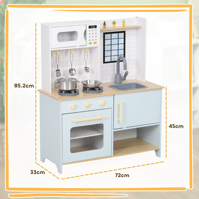 AIYAPLAY Pretend Play Kitchen, Kids Kitchen Playset with Light & Sound Stove, Turning Knobs, Cooking Accessories 