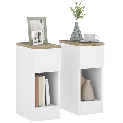 HOMCOM Set of Two Modern Storage Bedside Tables - White 