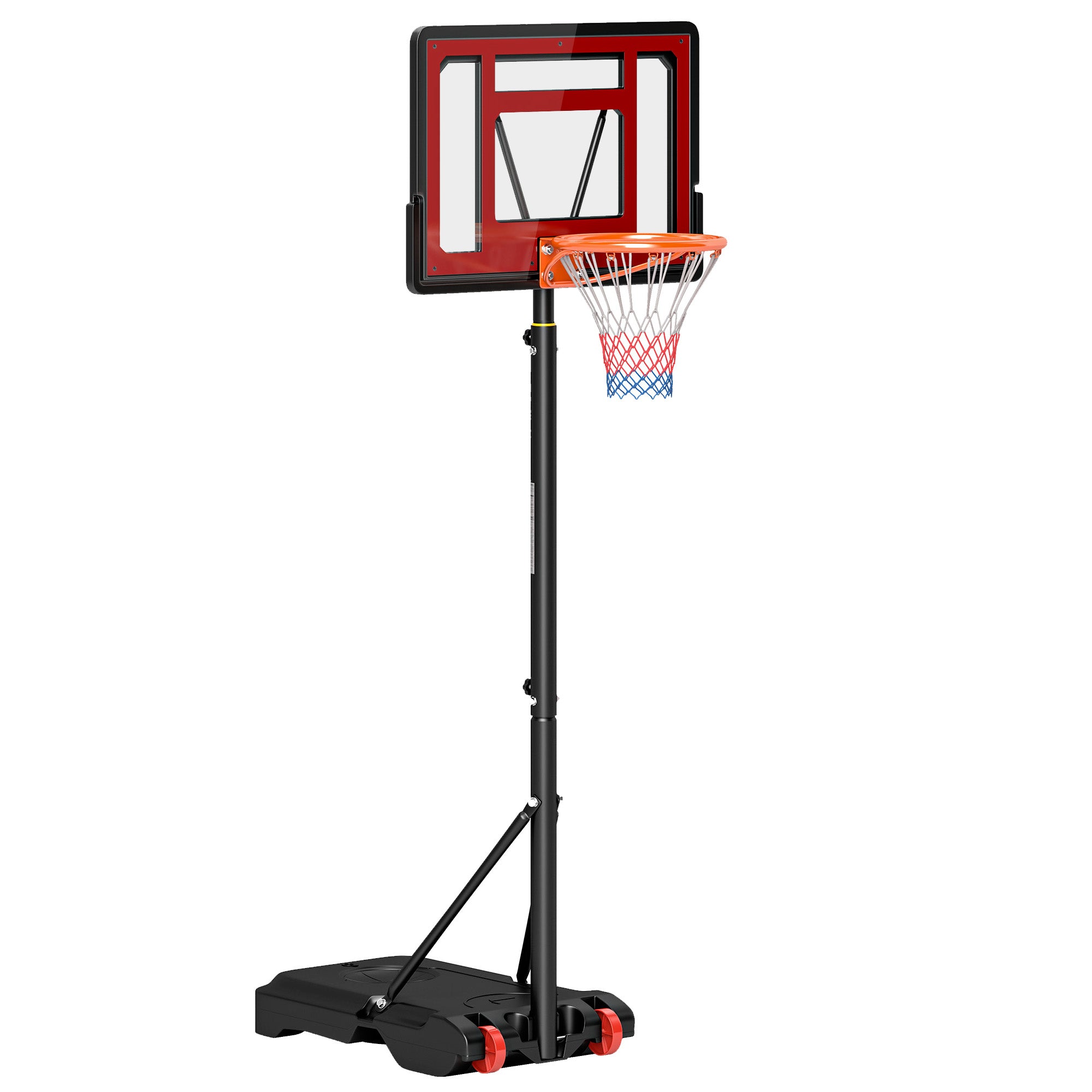 HOMCOM Portable Basketball Hoop Stand 160-210cm Adjustable Height Sturdy Rim Hoop w/ Large Wheels Stable Base & Net Free Standing 