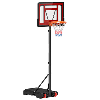 HOMCOM Portable Basketball Hoop Stand 160-210cm Adjustable Height Sturdy Rim Hoop w/ Large Wheels Stable Base & Net Free Standing 