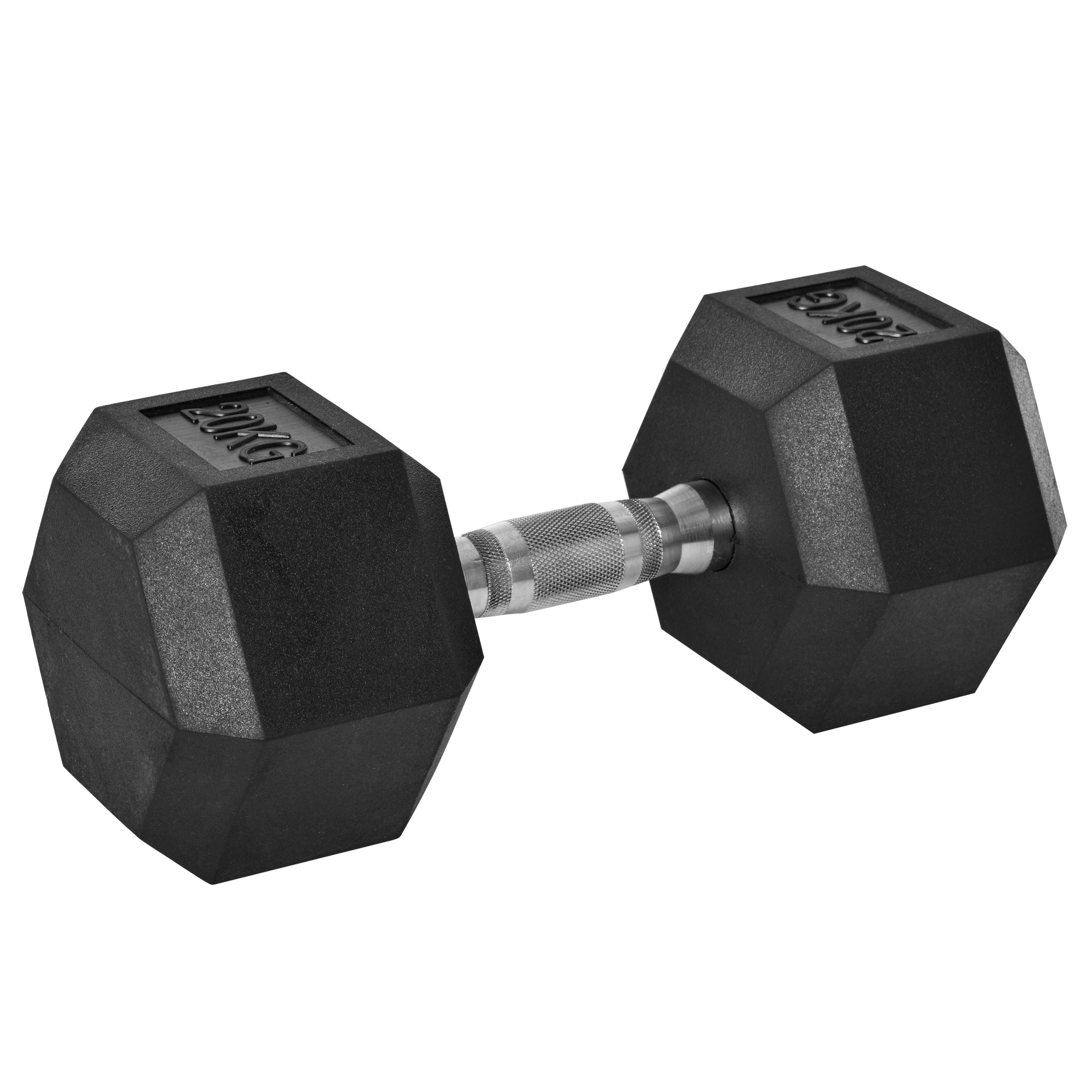 HOMCOM 20KG Single Rubber Hex Dumbbell Portable Hand Weights Dumbbell Home Gym 