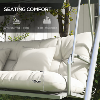 Outsunny Back and Seat Cushion Replacement with 2 Pillows, Patio Chair Cushions Set with Ties, White 