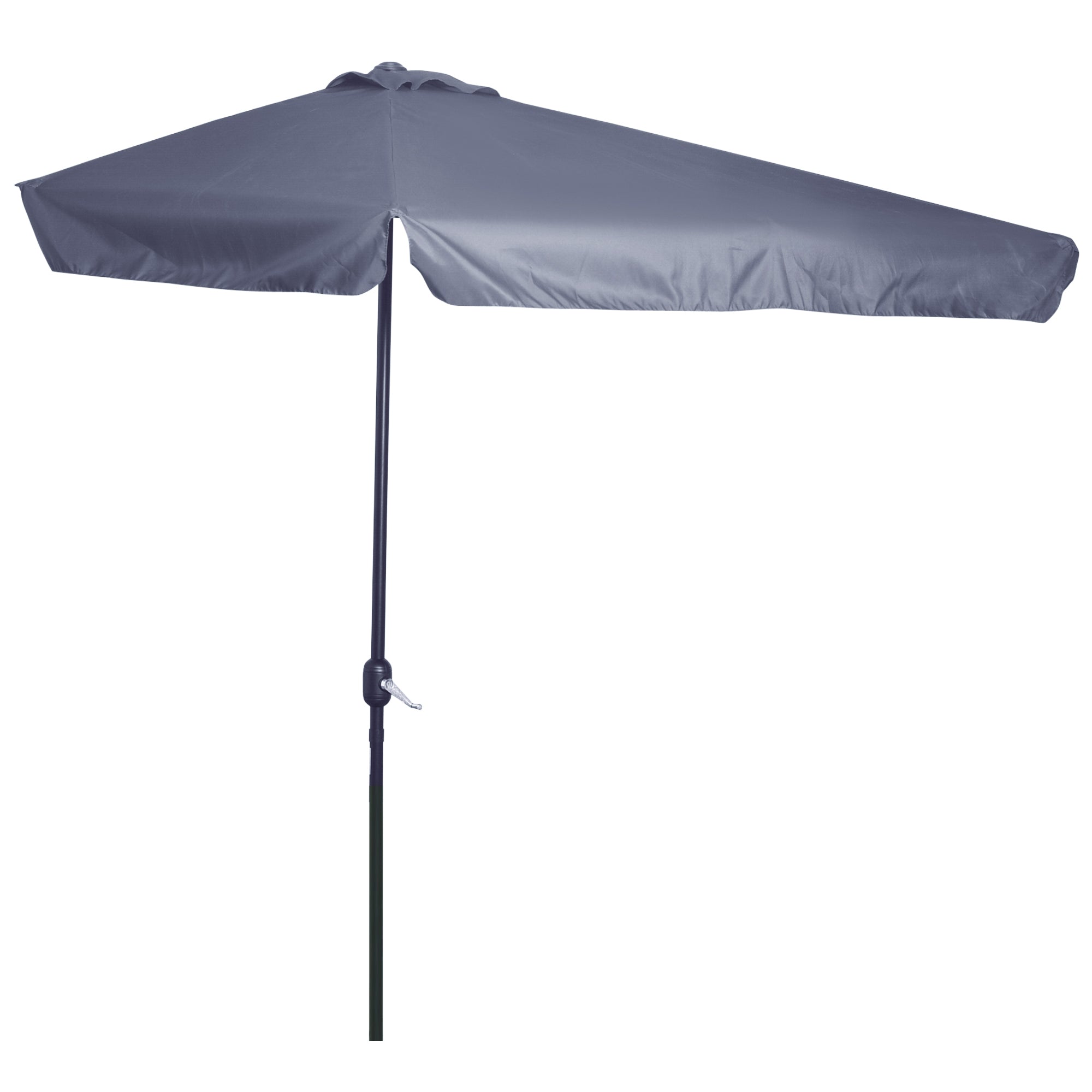 Outsunny 2.3m Half Parasol Semi Round Umbrella Patio Metal Frame Crank Handle for Balcony-- NO BASE INCLUDED, Grey 