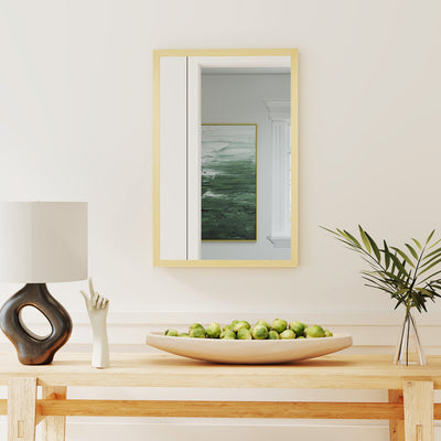 HOMCOM Wall Bathroom Mirror, 60 x 40 cm Wall-Mounted Mirror for Living Room, Bedroom, Hallway, Natural Wood Finish 