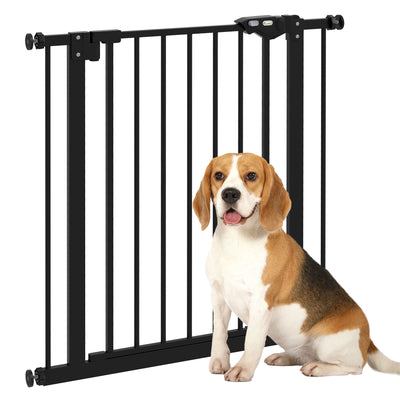 PawHut Metal 74-80cm Wide Adjustable Dog Gate Black 