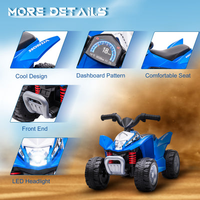 AIYAPLAY Honda Licensed Kids Electric Quad Bike, 6V ATV Ride On for Ages 1.5-3 Years, Blue 