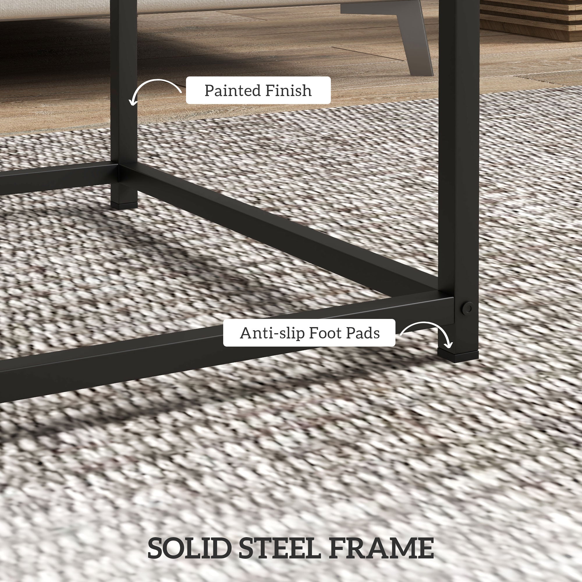 HOMCOM Coffee Table Set of 2, Nest of Tables with 3.5cm Thick Tabletop, Grey 