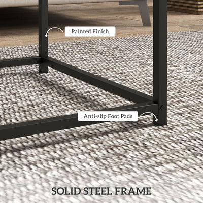 HOMCOM Coffee Table Set of 2, Nest of Tables with 3.5cm Thick Tabletop, Grey 