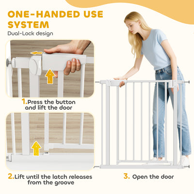 PawHut Baby Gate, Pet Safety Gate Pressure Fit, 76-82cm Wide with Two-Way Open, One-Hand Opening 