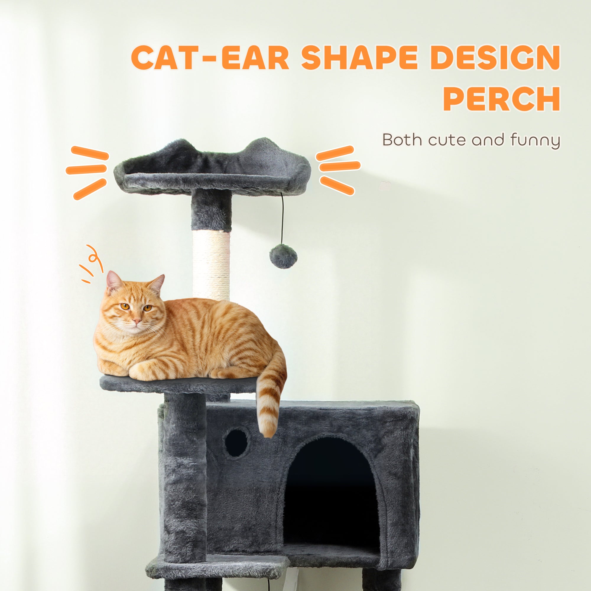 PawHut 180cm Large Cat Tree Tower with Sisal Scratching Posts, Condos, Plush Perches, Hammock, Ladder, Dark Grey 