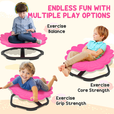 AIYAPLAY Flower-Shaped Sensory Spinning Chair with Non-Slip Base for Balance/Coordination, Pink 