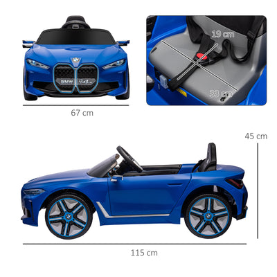 HOMCOM BMW i4 Licensed 12V Kids Electric Ride-On Car, Blue 