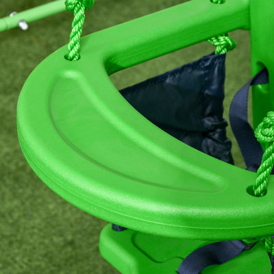 Outsunny Kids Swing, Steel Nursery Swing, with Seatbelt, High Support Back, Front Guard, for Ages 6-36 Months - Green 