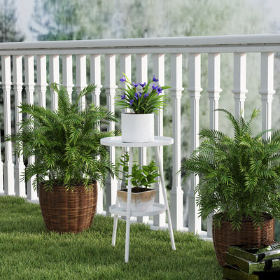 Outsunny Two-Tier Metal Garden Table - White 
