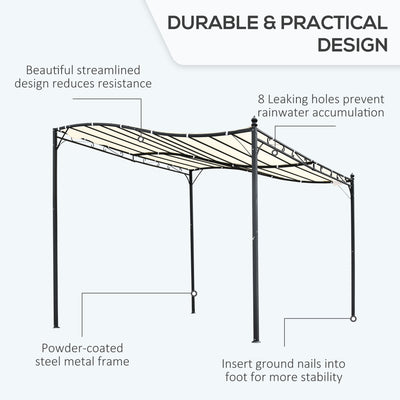 Outsunny 3x3 m Wall Mounted Garden Porch-Black/Cream White 