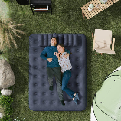 Outsunny Inflatable King Size Air Bed, with Built-In Hand Pump - Blue 