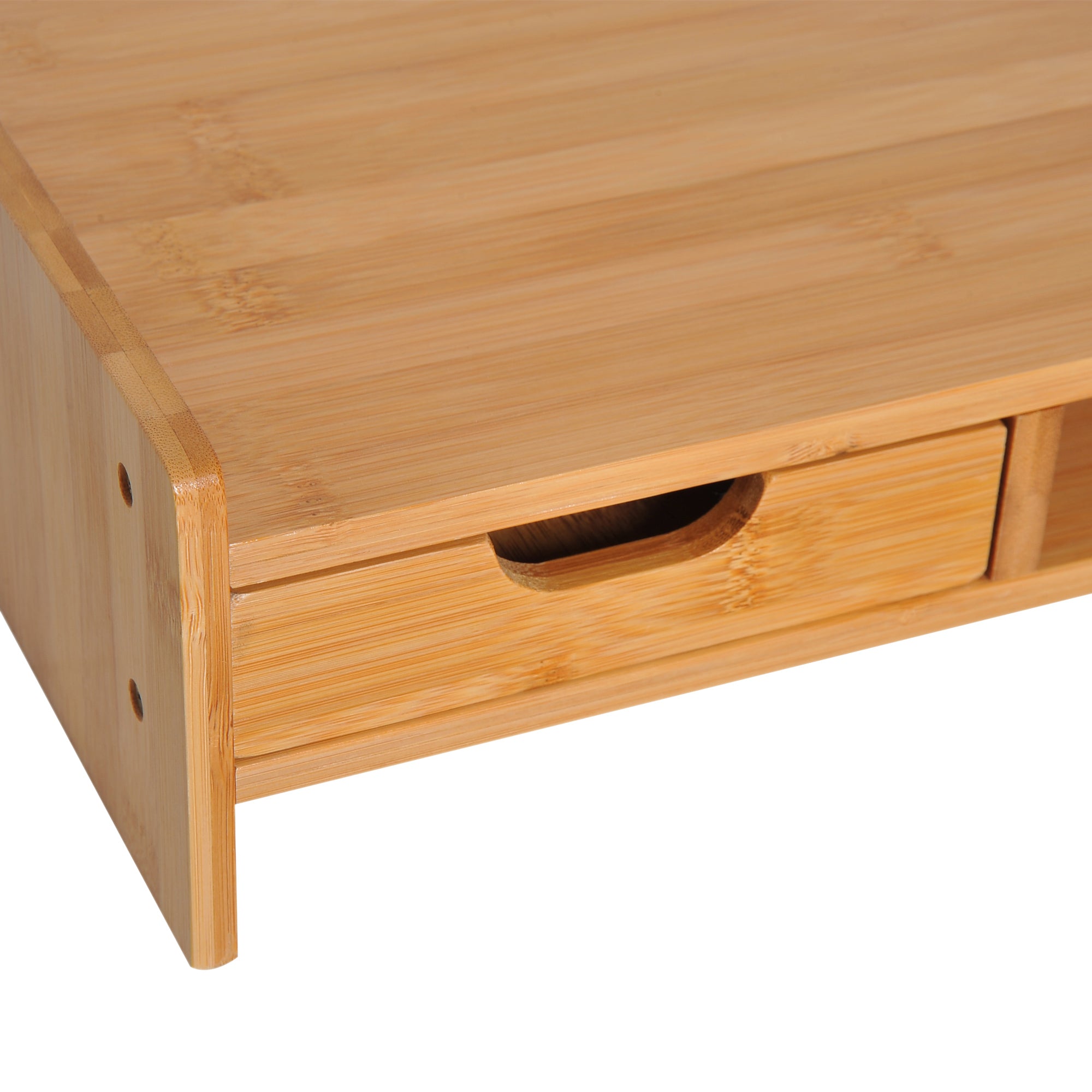 HOMCOM Monitor Riser Laptop PC Plinth Stand TV Computer Desktop Organiser W/ Drawer Bamboo 