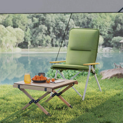 Outsunny Portable Camping Chair for Adults, High Back Folding Chair with Padded Seat and Carry Bag, Outdoor Recliner for Hiking, Fishing, Beach and Picnic, Green 