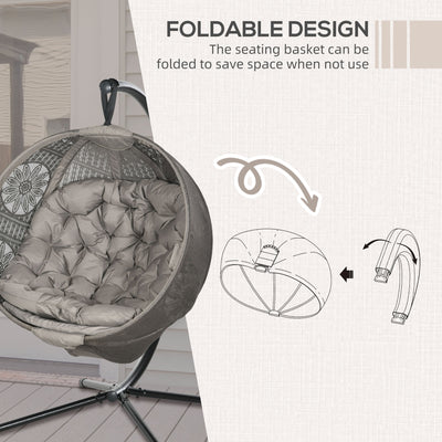 Outsunny Round Egg Basket Chair, with Steel Stand, Sand 