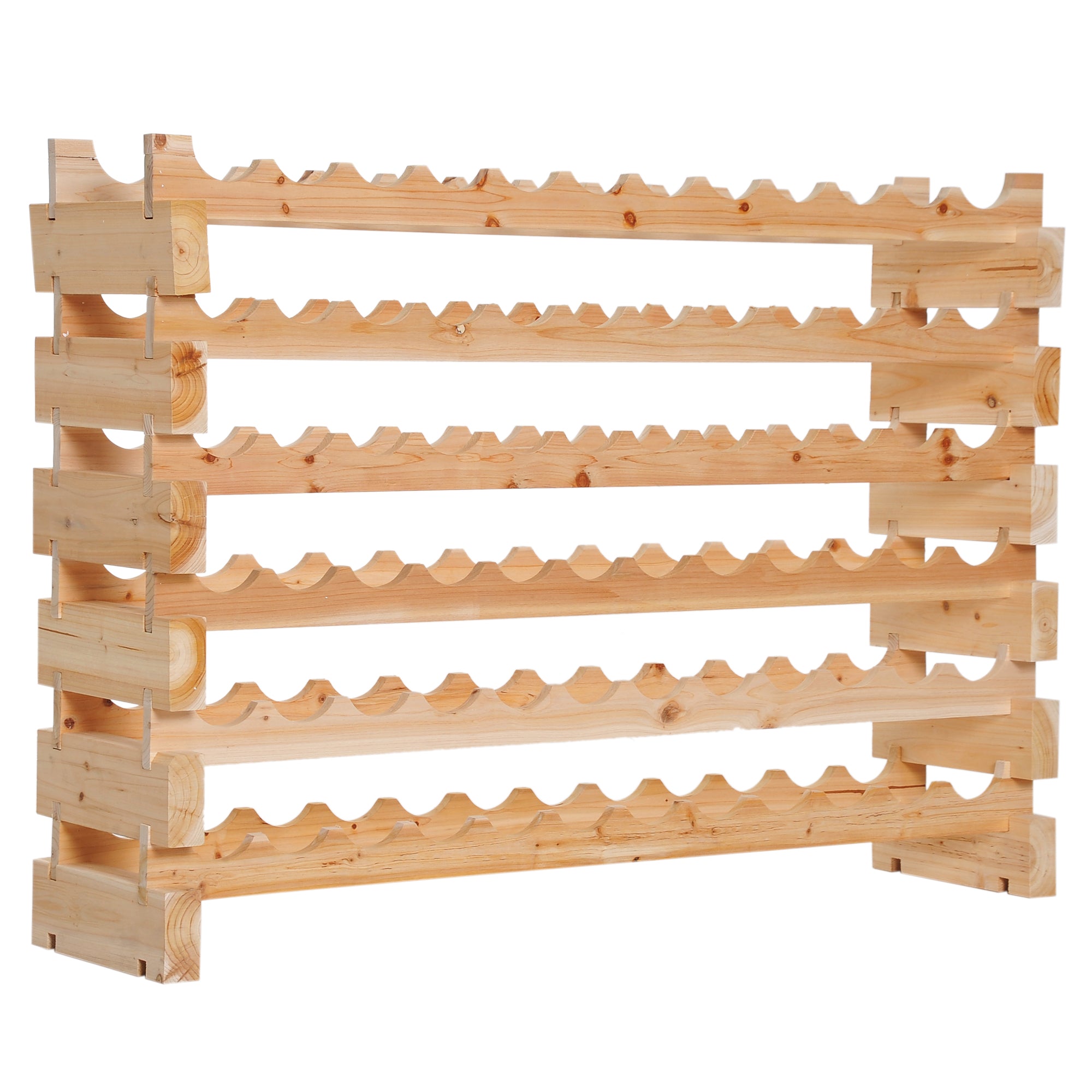 HOMCOM Six-Tier, 72 Bottle Wooden Wine Rack - Natural 