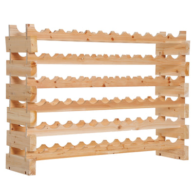 HOMCOM Six-Tier, 72 Bottle Wooden Wine Rack - Natural 