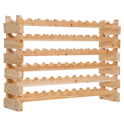 HOMCOM Six-Tier, 72 Bottle Wooden Wine Rack - Natural 