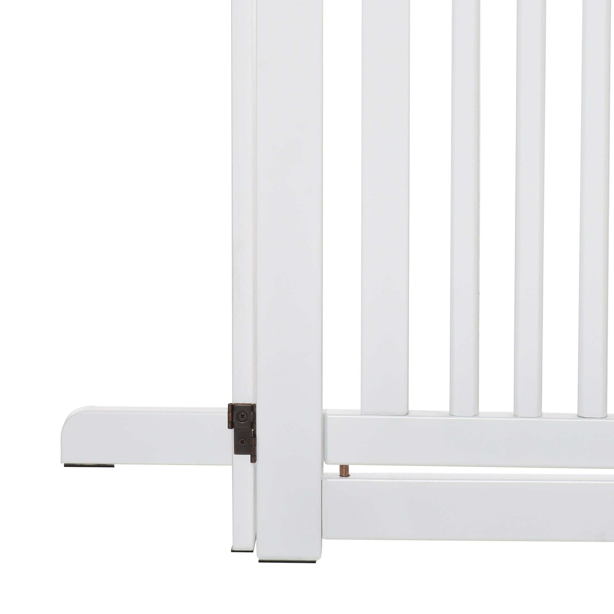 PawHutPet Gates MDF Freestanding Expandable Dog Gate Wood Doorway Pet Barrier Fence w/ Latched Door White 