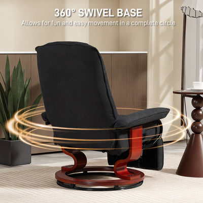 HOMCOM Reclining Swivel Chair, with Footrest - Black 