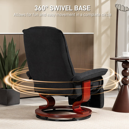 HOMCOM Reclining Swivel Chair, with Footrest - Black