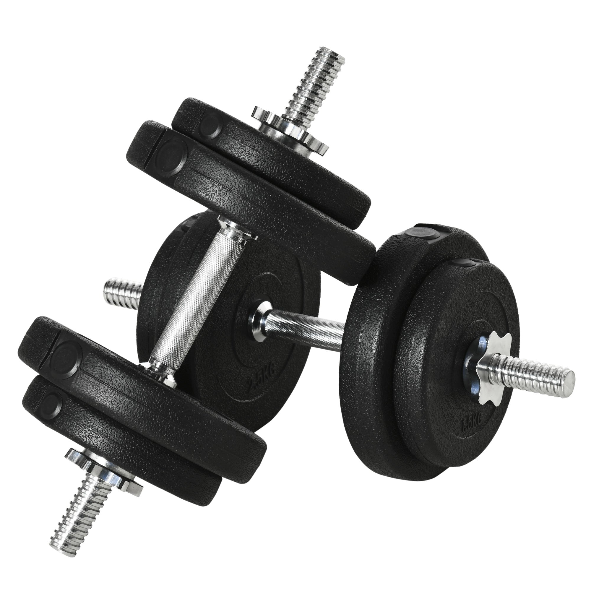 HOMCOM 20KG Adjustable Weights Dumbbells Set, Dumbbell Hand Weights for Home Office Gym Body Fitness Lifting Training, Black 