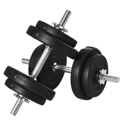 HOMCOM 20KG Adjustable Weights Dumbbells Set, Dumbbell Hand Weights for Home Office Gym Body Fitness Lifting Training, Black 