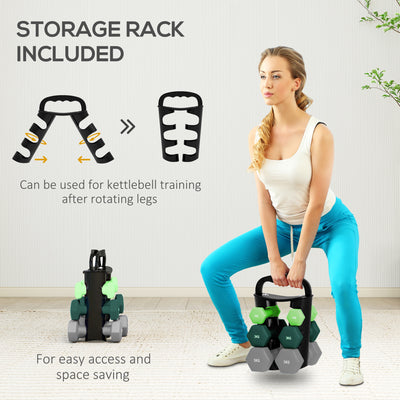 SPORTNOW Dumbbells Set with Storage Rack, 2 x 1kg, 2 x 3kg, 2 x 5kg, Green 