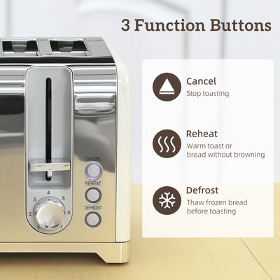 HOMCOM Retro 3000W Kettle and Toaster Set - Cream 