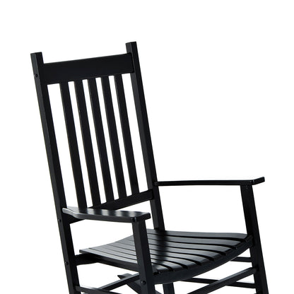 Outsunny Outdoor Porch Rocking Chair Armchair Wooden Patio Rocker Balcony Deck Garden Seat Black 