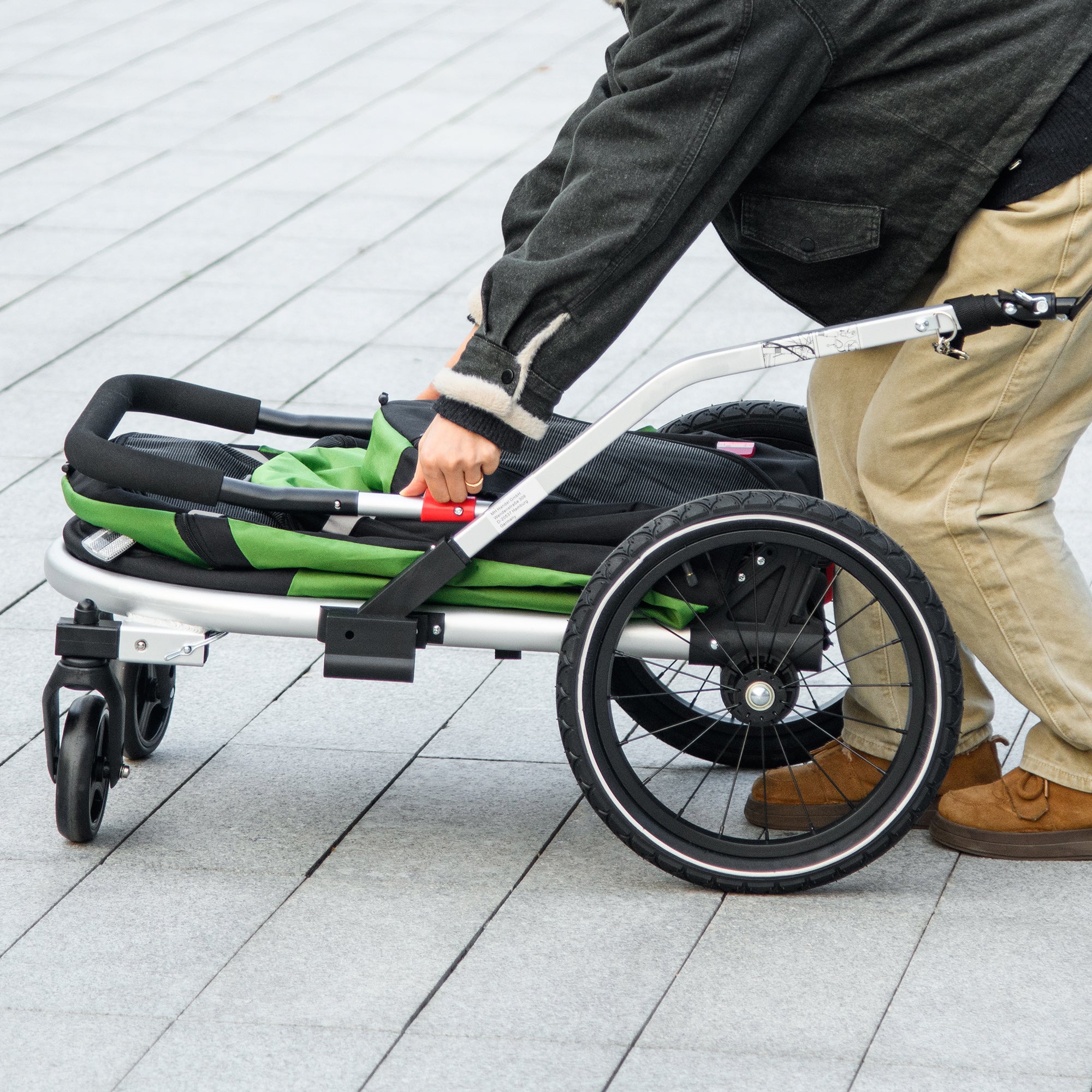 PawHut 2 in 1 Aluminium Foldable Dog Bike Trailer, Pet Stroller, for Medium Dogs - Green 