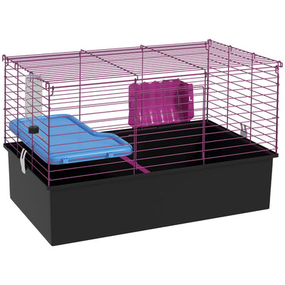 PawHut Chinchillas Small Rabbit Guinea Pig Small Animal Cage, Pet Playhouse, with Platform, Ramp, 71 x 46 x 47cm 