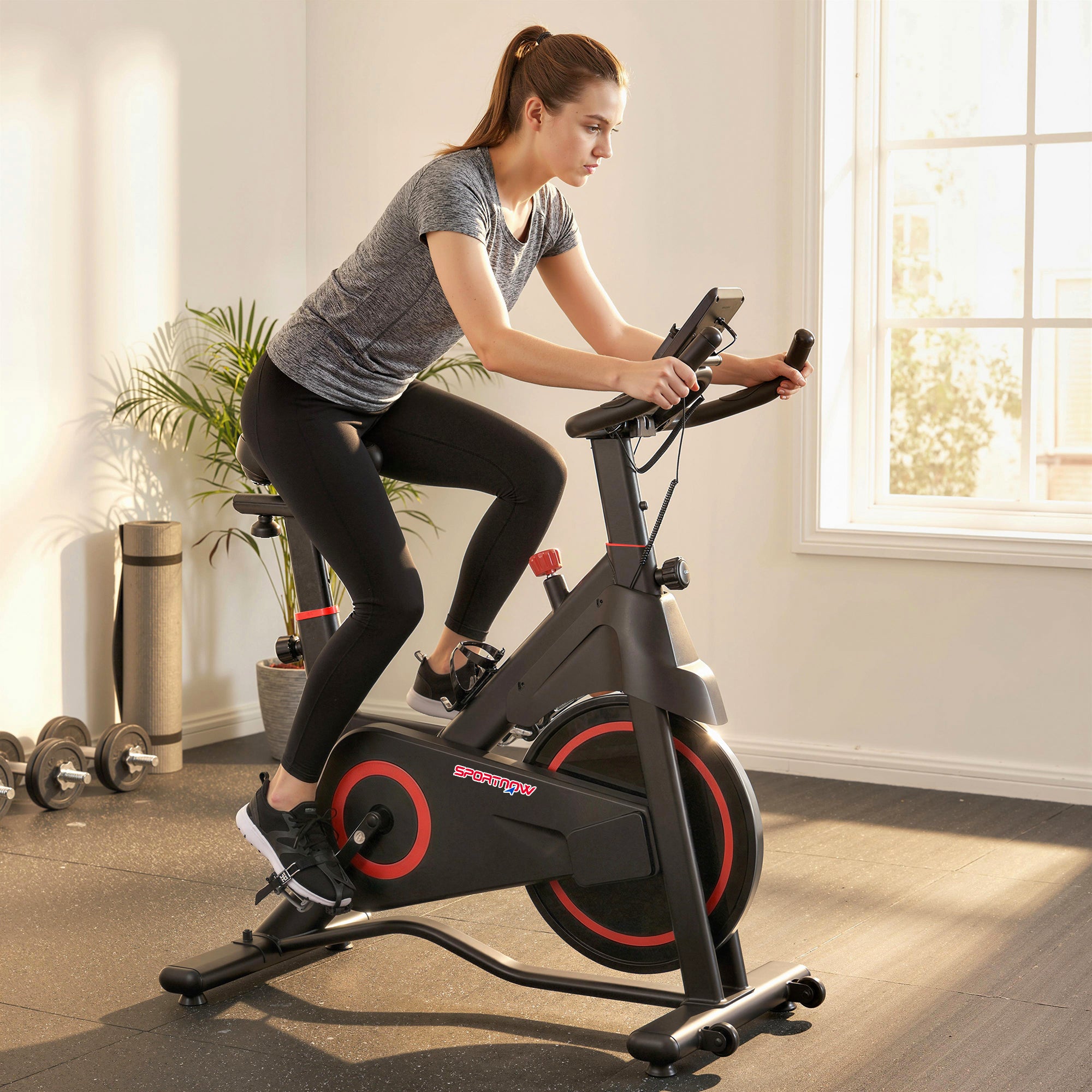 SPORTNOW Exercise Bike, Stationary Bike with Adjustable Magnetic Resistance, Indoor Cycling Equipment with LCD Display 