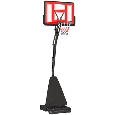 SPORTNOW Basketball Hoop Outdoor, Height Adjustable Basketball Hoop and Stand with Rebound System, Weighted Base, Portable on Wheels, 2.45-3.05m, for Teens, Juniors, Adults, Red 