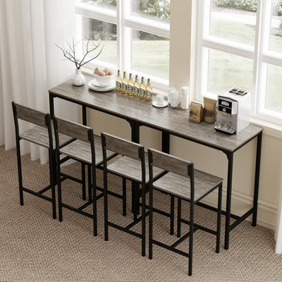 HOMCOM 3-Piece Bar Table Set with 2 Stools, Industrial Breakfast Bar Set with Footrest, Backrest for Dining Room, Small Space 