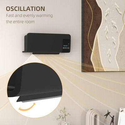 HOMCOM 2kW Wall-Mounted Heater, 18-45°C Temperature - Black