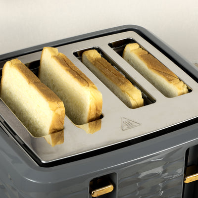 HOMCOM Kettle and Toaster Sets, 3000W 1.7L Rapid Boil Kettle & 4 Slice Toaster with 7 Browning Controls, Defrost, Reheat and Crumb Tray, Otter thermostat, Grey 