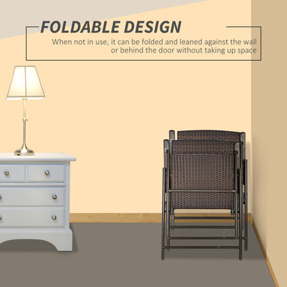 Outsunny Set of Two Folding Rattan Seat Chairs - Brown 