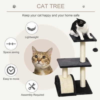 PawHut 72cm Cat Tree with Scratching Post, Pad for Indoor Cats - Black 