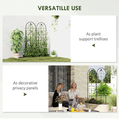 Outsunny Set of 2 Garden Trellis, Metal Fence Panels for Climbing Outdoor Plants, Flowers, 150 x 50cm 